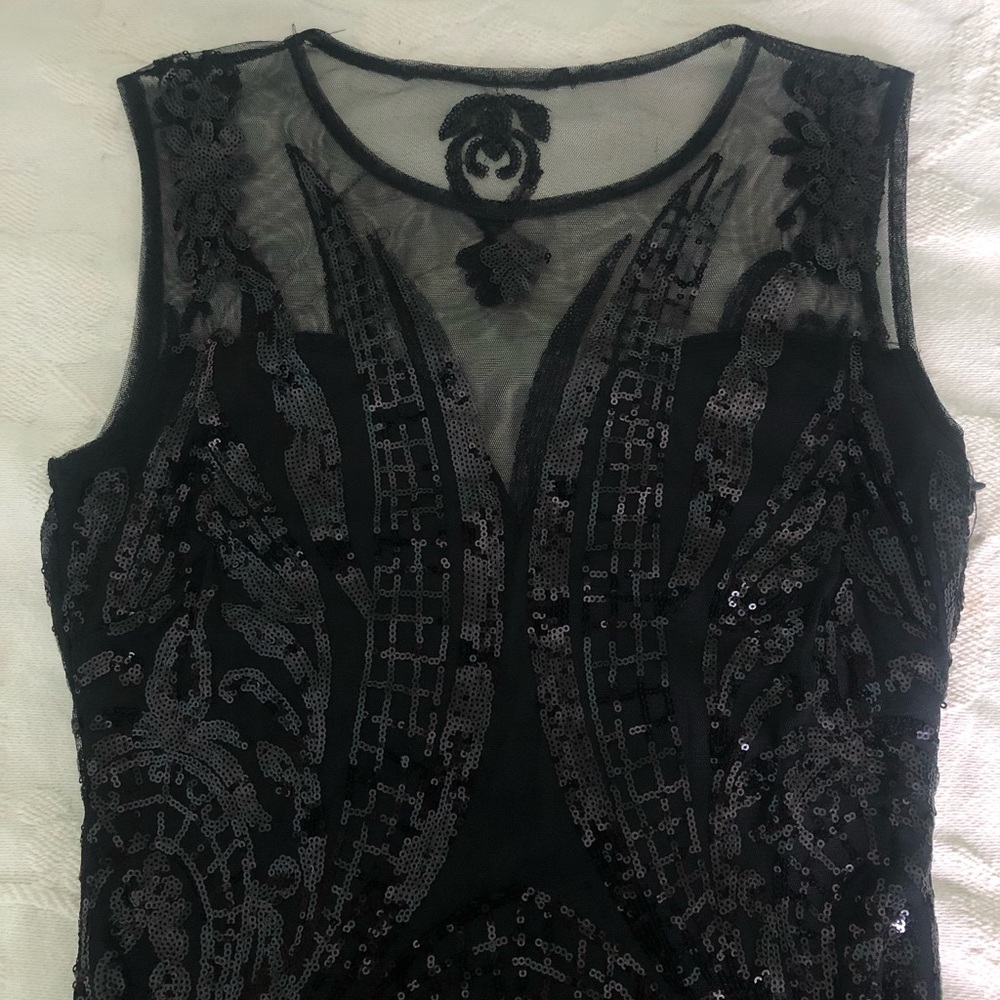 Black sequin fringe dress